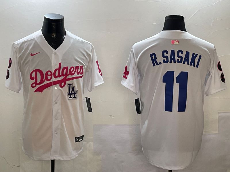 Men Los Angeles Dodgers 11 R.Sasaki White Jointly Name Game 2025 Nike MLB Jersey style 8